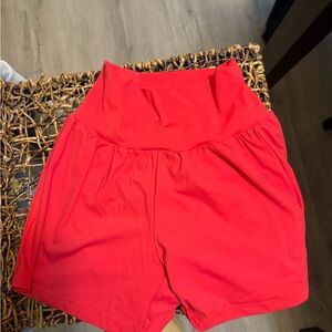 HALARA High-Waist Red Athletic Shorts